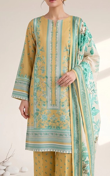Adans Libas Yellow/Green Lawn Suit | Pakistani Lawn Dress in USA- Image 1