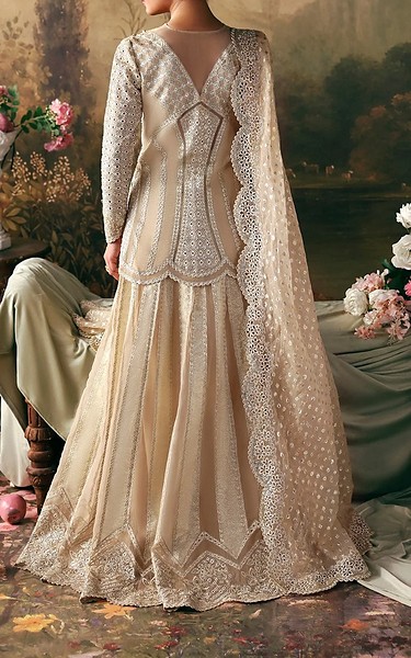 Afrozeh Golden Organza Suit | Pakistani Embroidered Chiffon Dresses USA- Image 2
