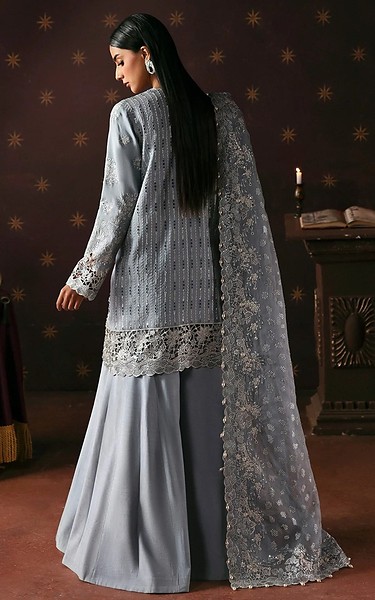 Afrozeh Blue Organza Suit | Pakistani Embroidered Chiffon Dresses USA- Image 2