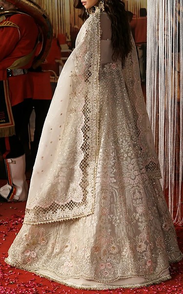 Afrozeh Pastel Grey Organza Suit | Pakistani Embroidered Chiffon Dresses USA- Image 2
