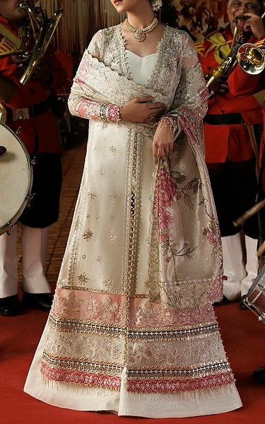 Afrozeh Off White Net Suit | Pakistani Embroidered Chiffon Dresses USA- Image 1
