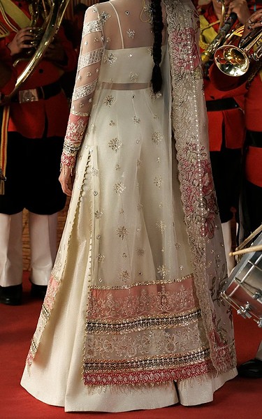 Afrozeh Off White Net Suit | Pakistani Embroidered Chiffon Dresses USA- Image 2