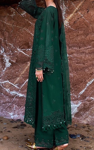 Afsanah Bottle Green Lawn Suit | Pakistani Lawn Dress in USA- Image 2