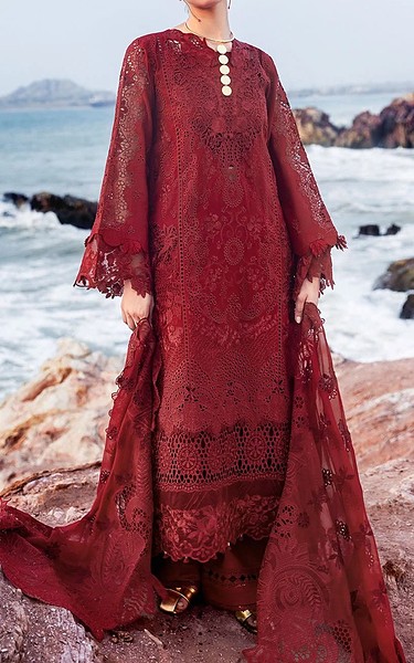 Afsanah Maroon Lawn Suit | Pakistani Lawn Dress in USA- Image 1