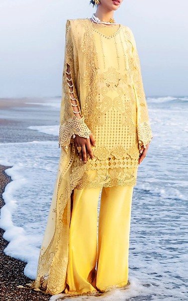 Afsanah Sand Gold Lawn Suit | Pakistani Lawn Dress in USA- Image 1