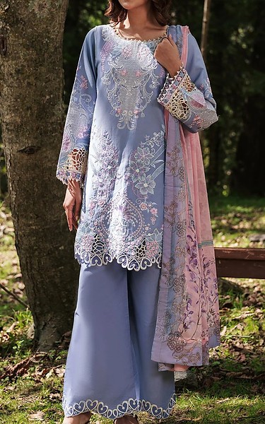 Afsanah Dark Pastel Blue Lawn Suit | Pakistani Lawn Dress in USA- Image 1