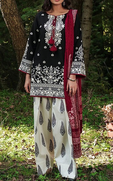 Afsanah Black/Off White Lawn Suit | Pakistani Lawn Dress in USA- Image 1