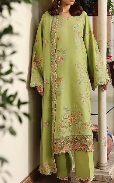 Afsanah Pale Olive Lawn Suit | Pakistani Lawn Dress in USA- Image 1