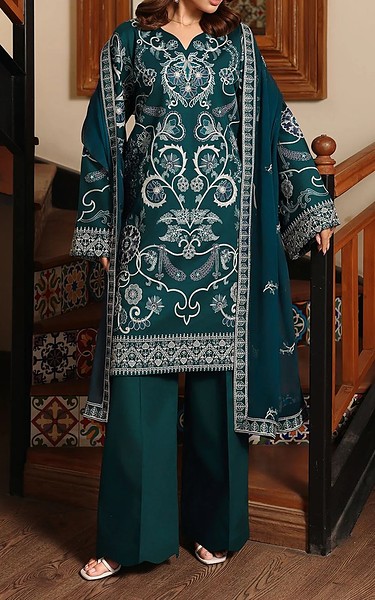 Afsanah Teal Lawn Suit | Pakistani Lawn Dress in USA- Image 1