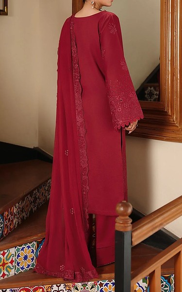 Afsanah Vivid Burgundy Lawn Suit | Pakistani Lawn Dress in USA- Image 2
