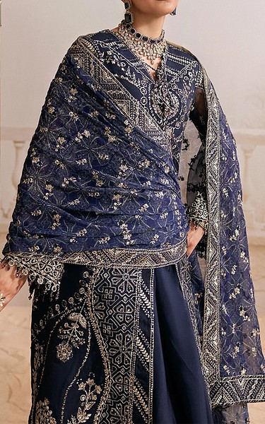 Aik Navy Organza Suit | Pakistani Embroidered Chiffon Dresses USA- Image 2