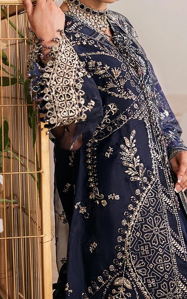 Aik Navy Organza Suit | Pakistani Embroidered Chiffon Dresses USA- Image 3