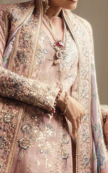 Aik Cavern Pink Silk Suit | Pakistani Embroidered Chiffon Dresses USA- Image 2
