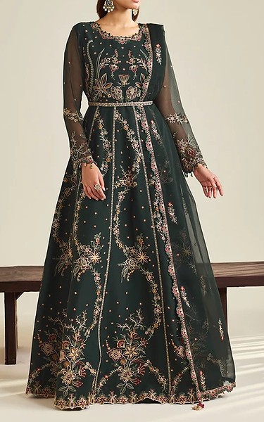 Alizeh Black Chiffon Suit | Pakistani Embroidered Chiffon Dresses USA- Image 1