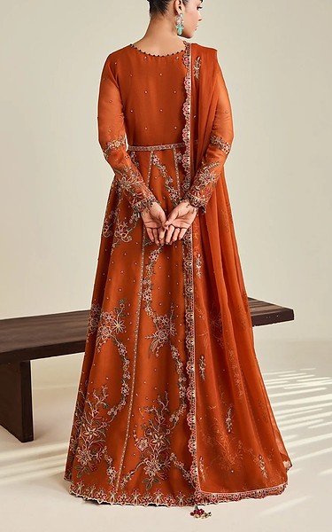 Alizeh Bright Orange Chiffon Suit | Pakistani Embroidered Chiffon Dresses USA- Image 2