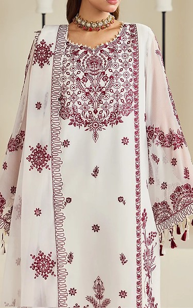 Alizeh Off-white Chiffon Suit | Pakistani Embroidered Chiffon Dresses USA- Image 2