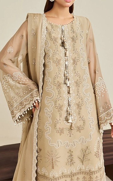 Alizeh Sand Gold Chiffon Suit | Pakistani Embroidered Chiffon Dresses USA- Image 2