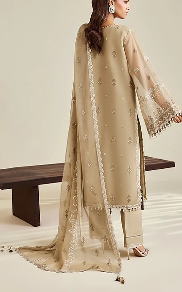 Alizeh Sand Gold Chiffon Suit | Pakistani Embroidered Chiffon Dresses USA- Image 3