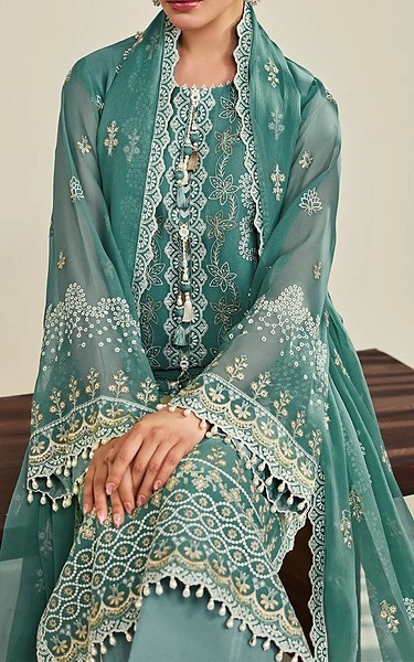 Alizeh Sea Green Chiffon Suit | Pakistani Embroidered Chiffon Dresses USA- Image 2