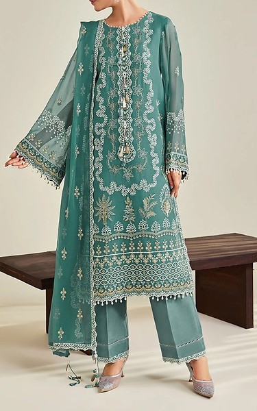 Alizeh Sea Green Chiffon Suit | Pakistani Embroidered Chiffon Dresses USA- Image 3