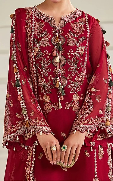 Alizeh Wine Red Chiffon Suit | Pakistani Embroidered Chiffon Dresses USA- Image 2