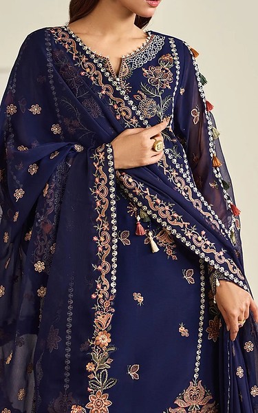 Alizeh Navy Blue Chiffon Suit | Pakistani Embroidered Chiffon Dresses USA- Image 2