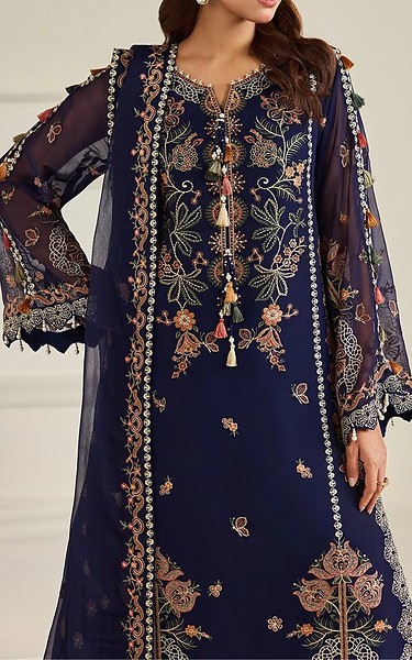 Alizeh Navy Blue Chiffon Suit | Pakistani Embroidered Chiffon Dresses USA- Image 3