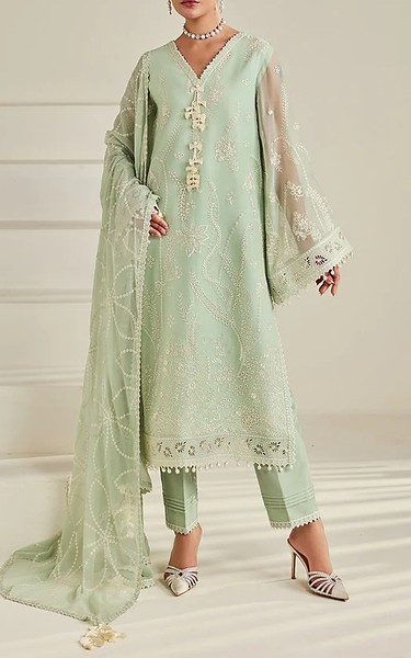Alizeh Mint Green Chiffon Suit | Pakistani Embroidered Chiffon Dresses USA- Image 1