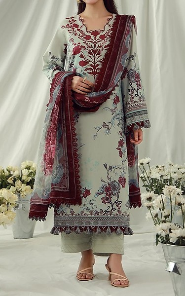 Asim Jofa Light Turquoise Cambric Suit | Pakistani Winter Dresses in USA- Image 1