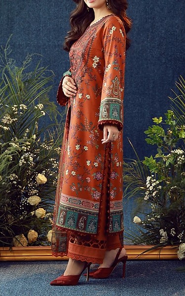 Asim Jofa Rust Cambric Suit | Pakistani Winter Dresses in USA- Image 2