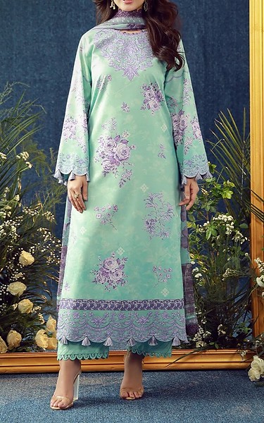 Asim Jofa Mint Green Cambric Suit | Pakistani Winter Dresses in USA- Image 1