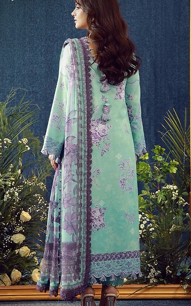 Asim Jofa Mint Green Cambric Suit | Pakistani Winter Dresses in USA- Image 2