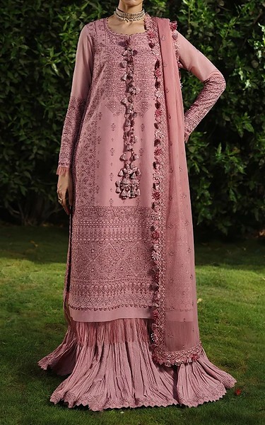 Asim Jofa Pink Paper Cotton Suit | Pakistani Embroidered Chiffon Dresses USA- Image 1