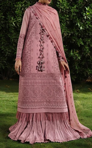 Asim Jofa Pink Paper Cotton Suit | Pakistani Embroidered Chiffon Dresses USA- Image 2