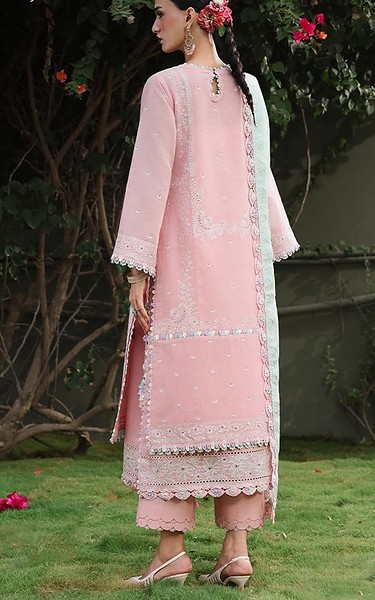 Asim Jofa Peach Paper Cotton Suit | Pakistani Embroidered Chiffon Dresses USA- Image 2