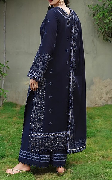 Asim Jofa Navy Paper Cotton Suit | Pakistani Embroidered Chiffon Dresses USA- Image 2