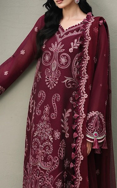 Asim Jofa Magenta Jacquard Suit | Pakistani Embroidered Chiffon Dresses USA- Image 3