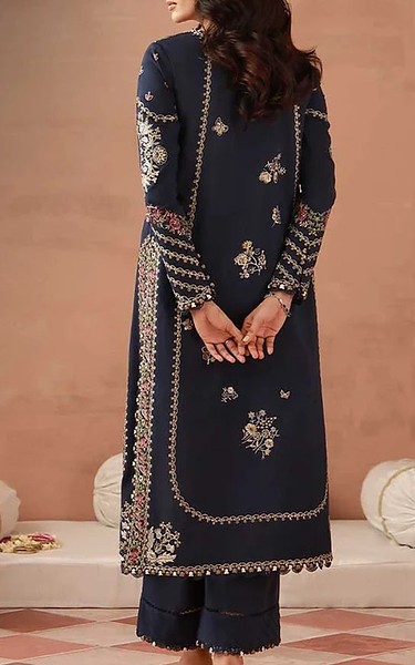 Asim Jofa Blue Silk Suit (2Pcs) | Pakistani Embroidered Chiffon Dresses USA- Image 3