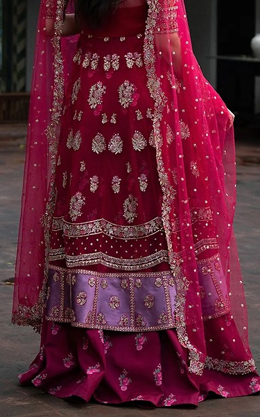 Ayzel Hot Pink Net Suit | Pakistani Embroidered Chiffon Dresses USA- Image 2