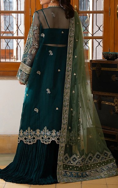 Ayzel Teal Green Organza Suit | Pakistani Embroidered Chiffon Dresses USA- Image 2