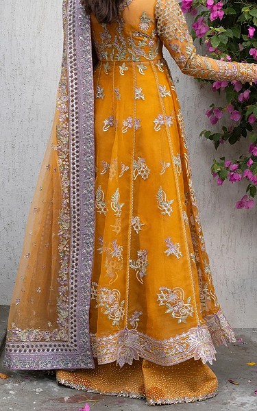Ayzel Golden Yellow Organza Suit | Pakistani Embroidered Chiffon Dresses USA- Image 2