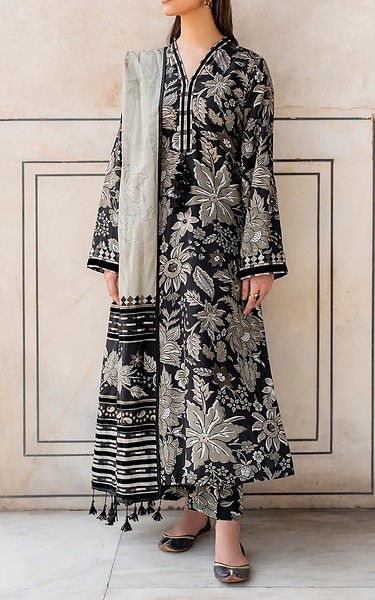 Baroque Black/Grey Viscose Suit | Pakistani Winter Dresses in USA- Image 1