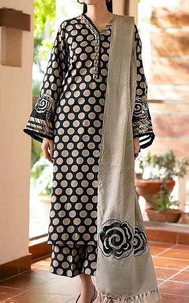 Baroque Black/Light Grey Viscose Suit | Pakistani Winter Dresses in USA- Image 1