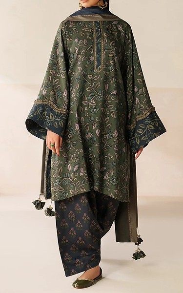 Baroque Rifle Green Viscose Suit | Pakistani Winter Dresses in USA- Image 1