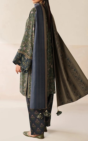 Baroque Rifle Green Viscose Suit | Pakistani Winter Dresses in USA- Image 2