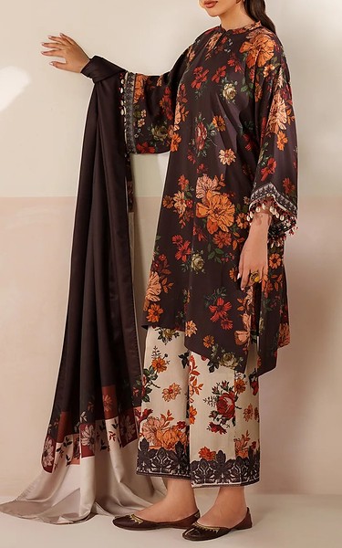 Baroque Black/Off White Viscose Suit | Pakistani Winter Dresses in USA- Image 1
