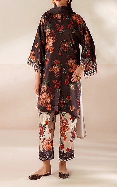 Baroque Black/Off White Viscose Suit | Pakistani Winter Dresses in USA- Image 2
