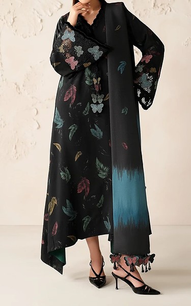Baroque Black Viscose Suit | Pakistani Winter Dresses in USA- Image 1