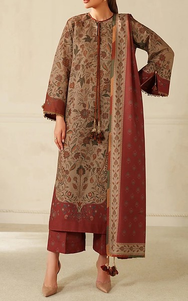 Baroque Tan Viscose Suit | Pakistani Winter Dresses in USA- Image 1