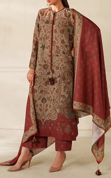 Baroque Tan Viscose Suit | Pakistani Winter Dresses in USA- Image 2